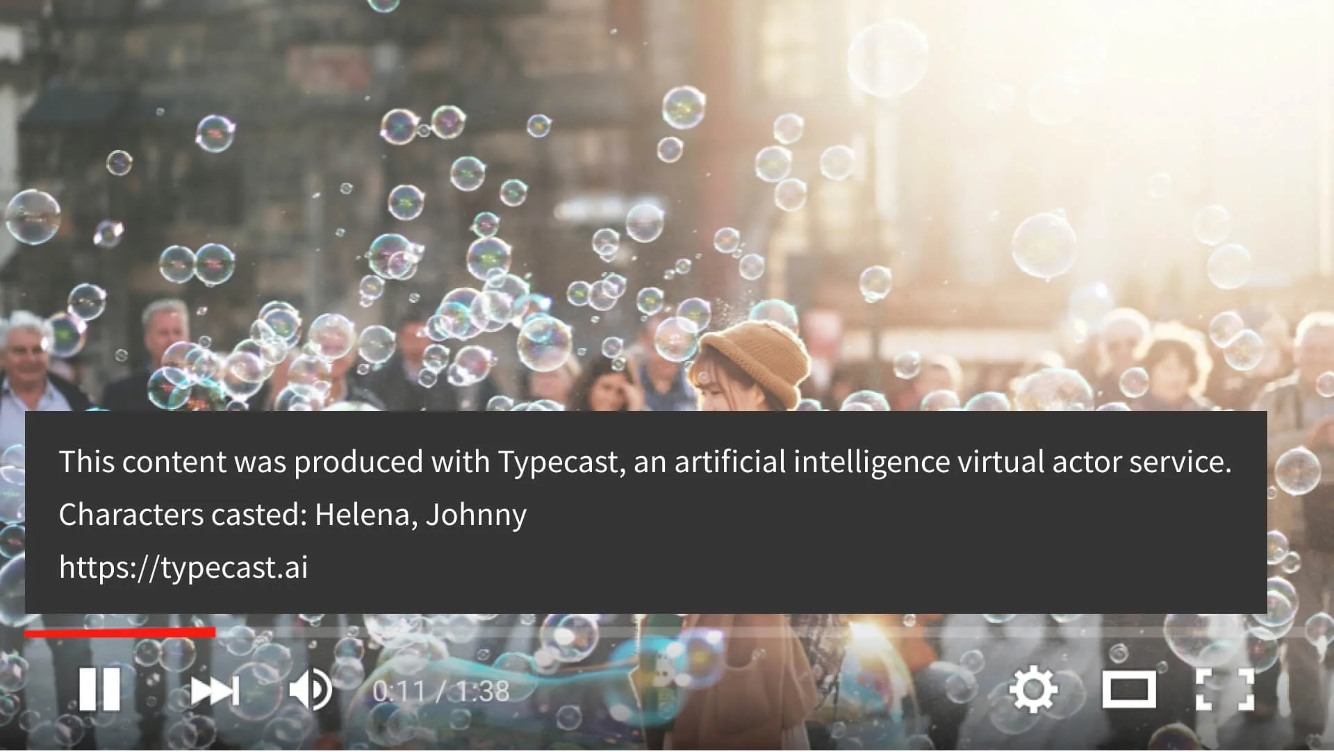 Example of attribution at the bottom-left of a video