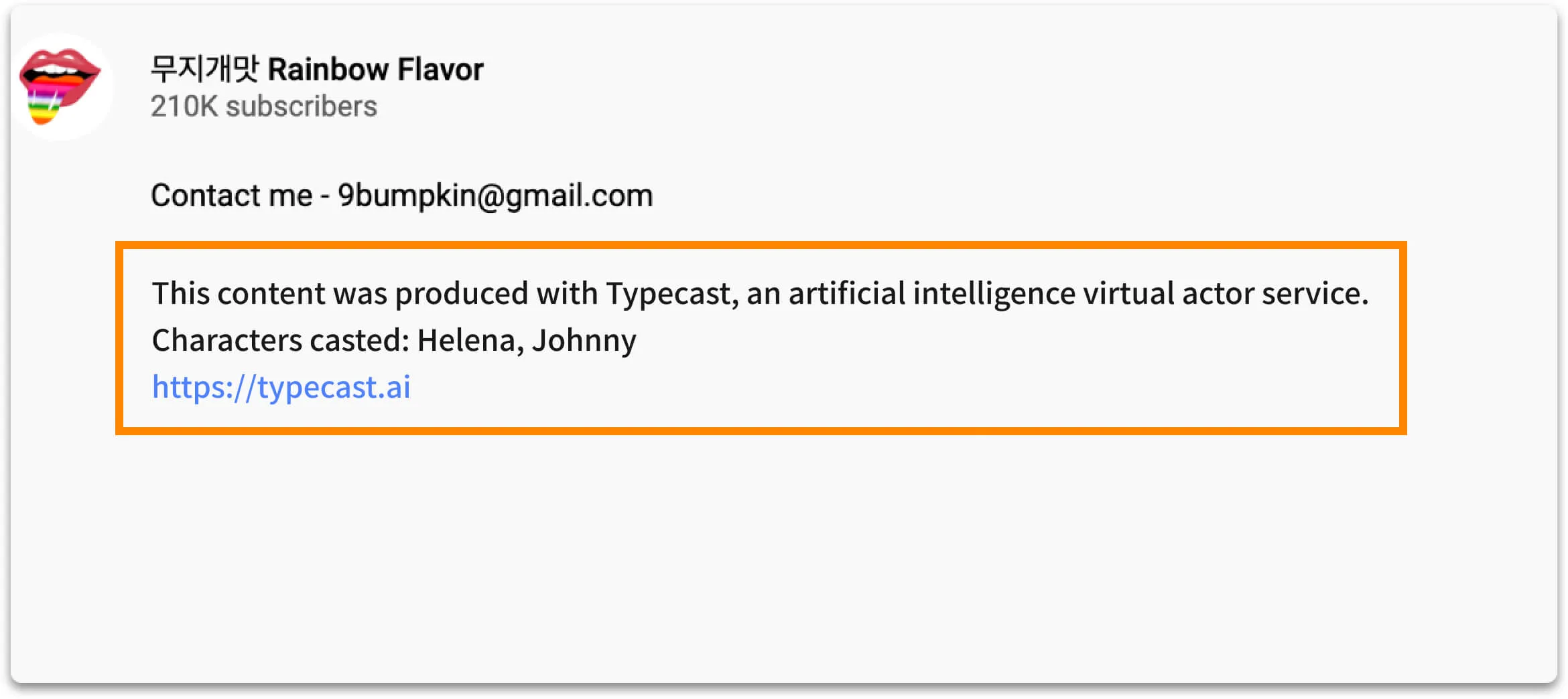 Example of attribution in a YouTube description
