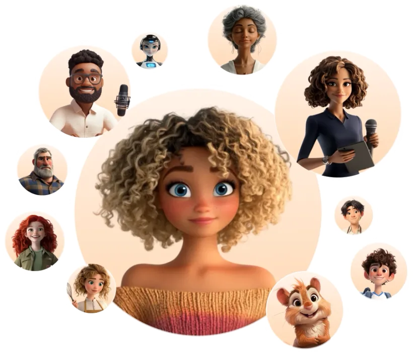 A range of AI voice characters